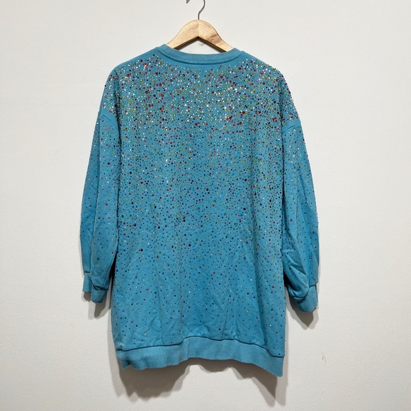 Queen Of Sparkles Crystal Jewel Diamond Rhinestone Crew Neck Sweatshirt Dress S - Picture 4 of 4